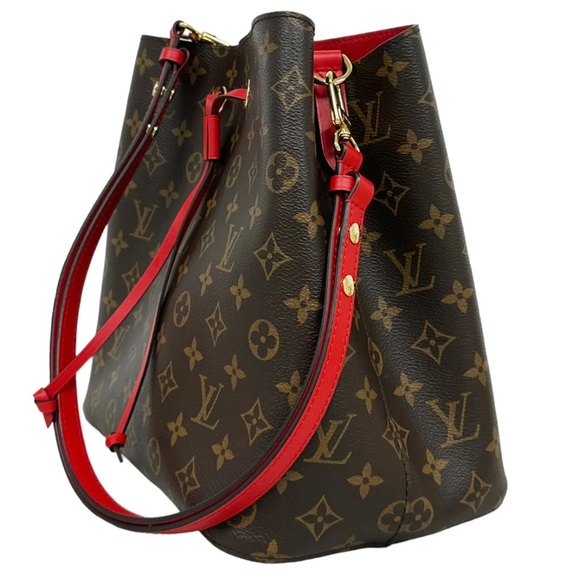 Louis Vuitton Brown Monogram Red Neonoe Bucket Bag Shoulder Tote - Picture 5 of 13